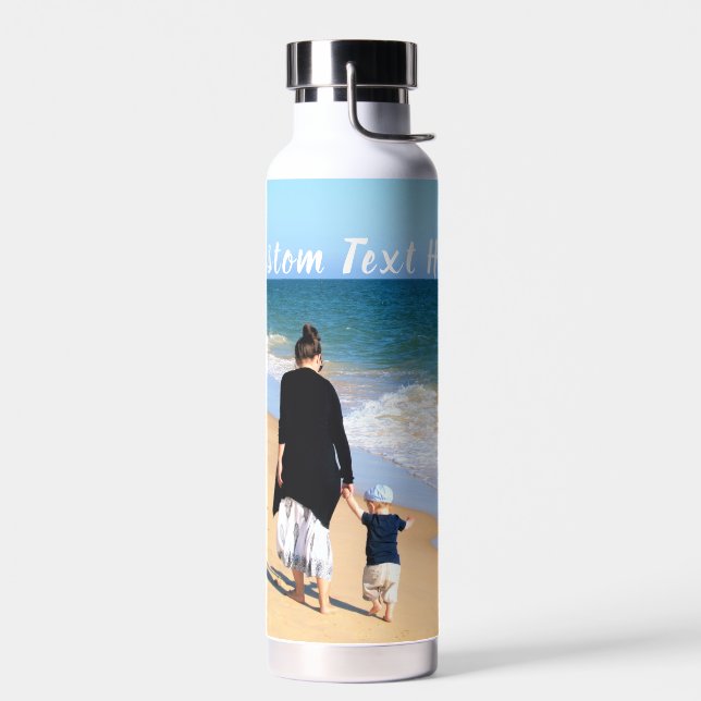 Sube tu foto Botella de agua Texto personalizado (Izquierdo)