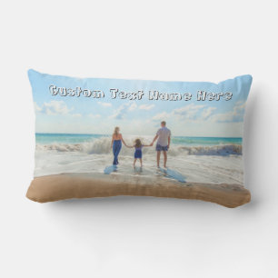 Sube tu foto Cojín Lumbar con Texto Personalizado