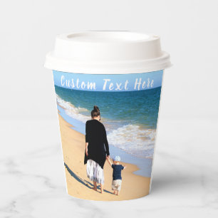 Sube tu foto Vasos de papel con texto personalizad