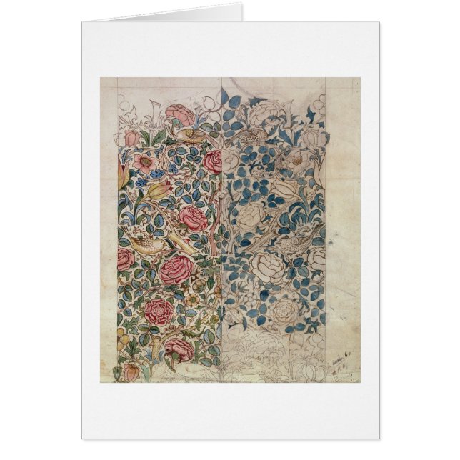 "Subió" diseño del papel pintado (el lápiz y w/c (Frente)