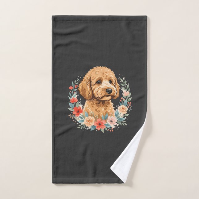 Sublimación Redonda de Perro Floral (Toalla de mano)