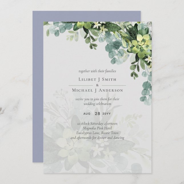 Sublime Dusty Blue GREENERY Eucalyptus BODA (Anverso / Reverso)