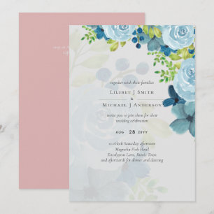 Sublime Flores azules turbias Boda verde sabio