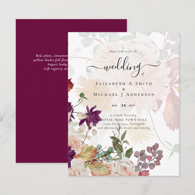 Sublime Mulberry naranja Floral Boda Suite (Anverso / Reverso)