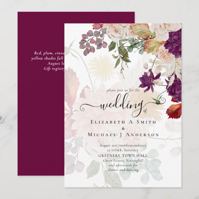 Sublime Mulberry naranja Floral Boda Suite (Anverso / Reverso)