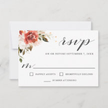 Sublime Red and White Watercolor Floral RSVP