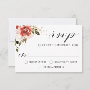 Sublime Red and White Watercolor Floral RSVP