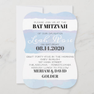 SUBTLE WATERCOLOR Bat Bar Mitzvah Invitación