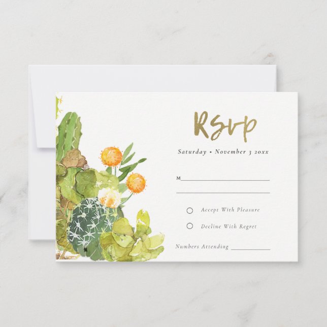 SUCCULTE CACTUS FLORAL GARDEN WATERCOLOR RSVP (Anverso)