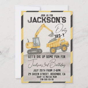 Sucia 3.ª invitación de cumpleaños a la construcci