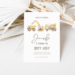 Sucio tema de construcción Invitación de cumpleaño