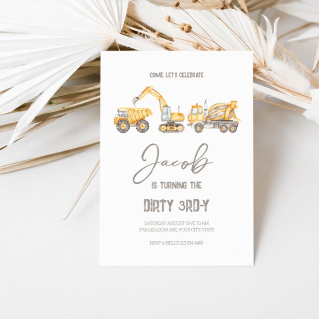Sucio tema de construcción Invitación de cumpleaño (Subido por el creador)