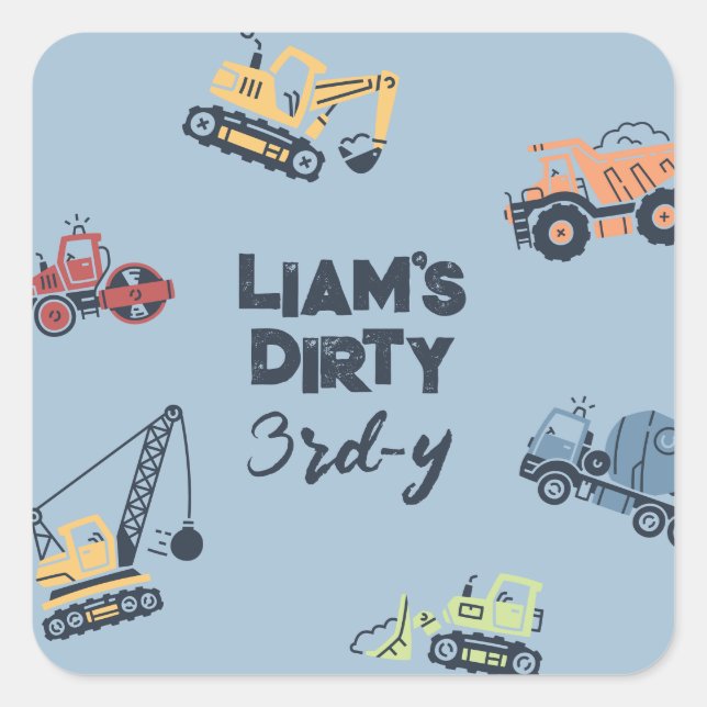 Sucios 3.ᵉʳ constructores Pegatinas de cumpleaños (Anverso)