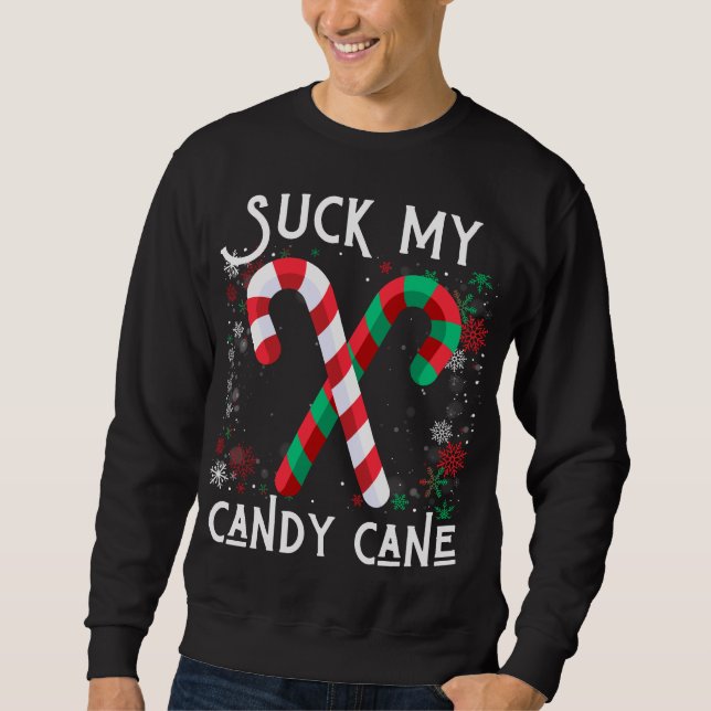 Suck My Candy Cane Navidades feos suéter (Anverso)