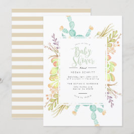 Suculenta acuarela de Bouquet | Invitación de Baby