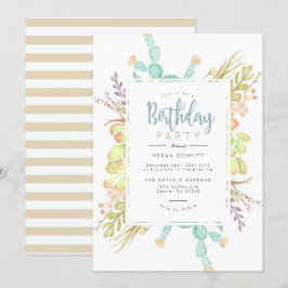 Suculenta acuarela de Bouquet | Invitación de cump