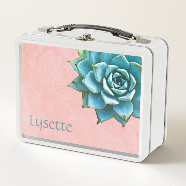 Suculenta acuarela en Rubor Rosa Lace (Anverso)