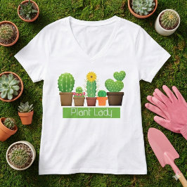 Suculenta camiseta blanca de la planta Lady Cactus