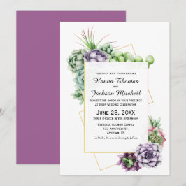 Suculenta invitación a la boda botánica del desier