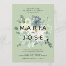 Suculenta invitación a la boda de verde