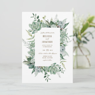 Suculenta invitación a la boda en el jardín