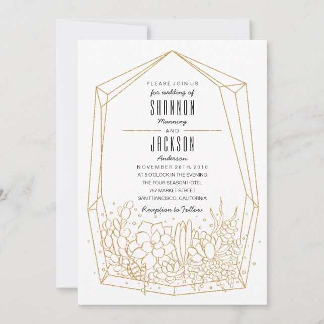 Suculenta Invitación a la Boda en Terrario (Anverso)