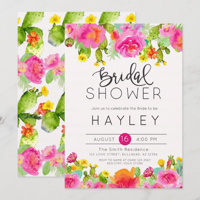 Suculenta Invitación a la ducha nupcial botánica (Anverso / Reverso)