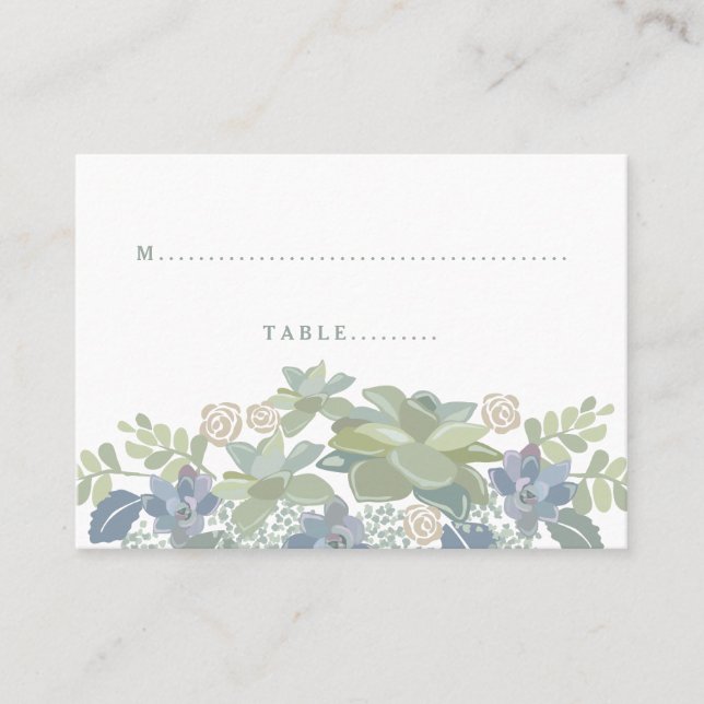 Suculenta tarjeta de asiento para Bodas Bouquet Fl (Anverso)