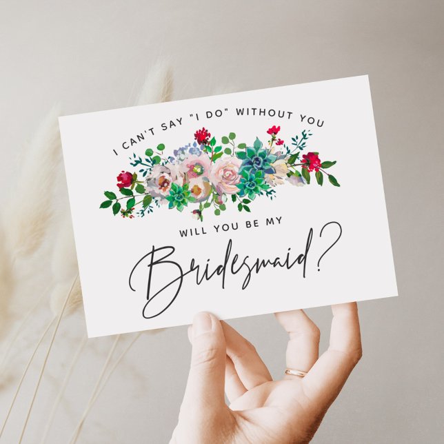 Suculenta tarjeta de dama de honor floral (Subido por el creador)