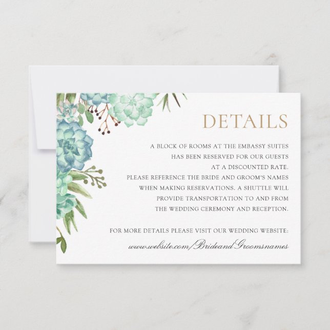 Suculenta tarjeta de detalles de marco geométrico  (Anverso)