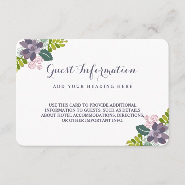 Suculenta tarjeta de inserción de Boda floral Bouq (Anverso)