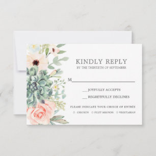 Suculenta tarjeta de inserción de boda RSVP
