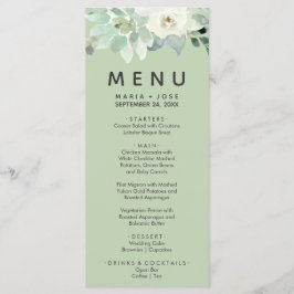 Suculenta tarjeta de menú de cena de verde