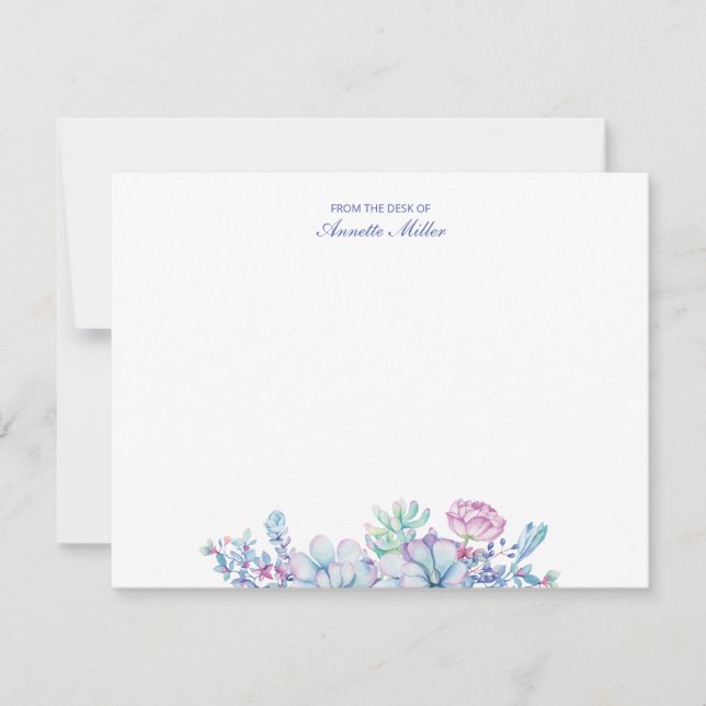 Suculenta tarjeta Floral Personalizada Stationery  (Anverso)