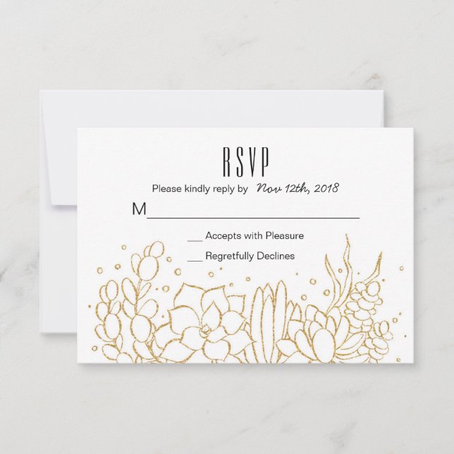Suculenta tarjeta RSVP de boda de terrario (Anverso)