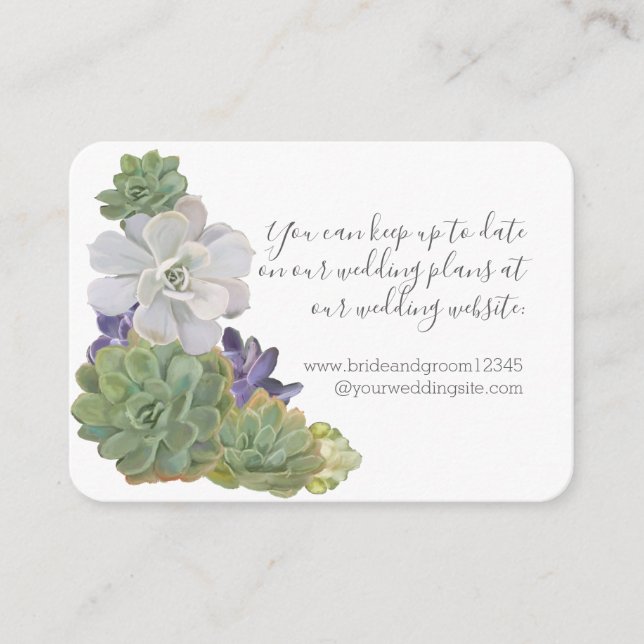 Suculenta tarjeta web de Wooden Western Boho Boda (Anverso)
