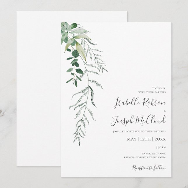 Suculenta vegetación | Invitación a la boda casual (Anverso / Reverso)