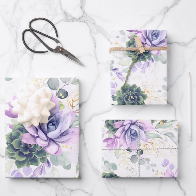 Suculenta vegetación y hojas de eucalipto de oro (Anverso)