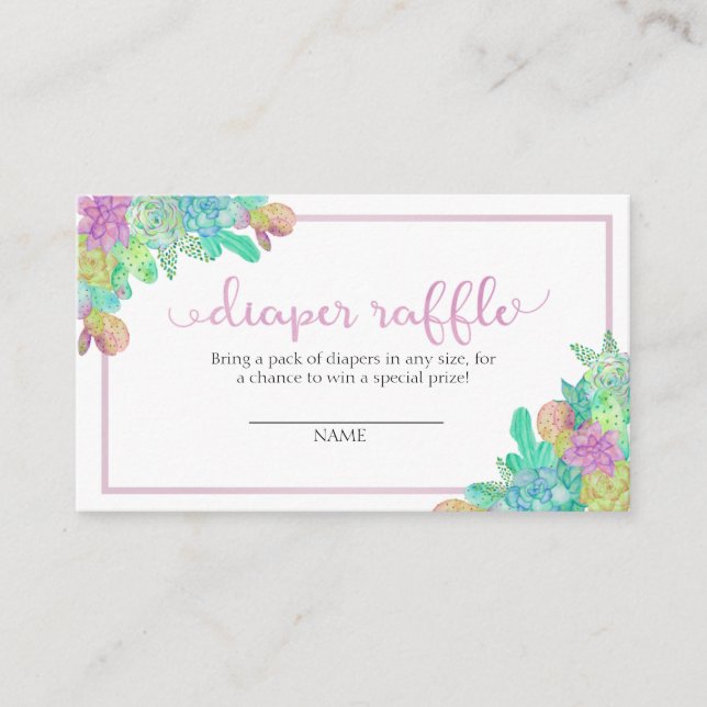 Suculenta y suave tarjeta diaper Raffle Chica Cact (Anverso)