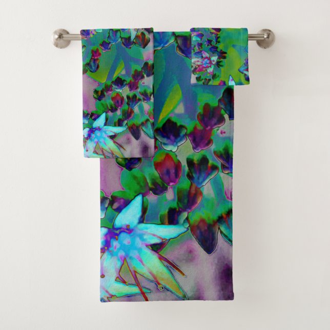 Suculentas flores de sedum en Aqua, púrpura y azul (In situ)