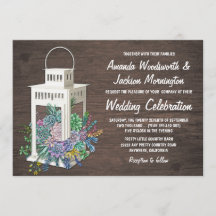 Suculentas invitaciones a bodas de linternas de ma