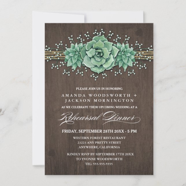 Suculentas invitaciones a cenas de ensayos florale (Anverso)