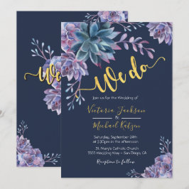Suculentas invitaciones a la boda acuarela de la M