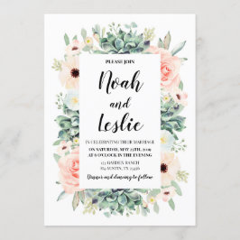 Suculentas invitaciones de boda floral