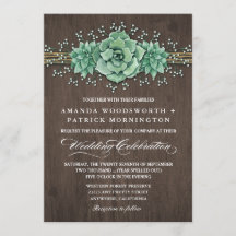 Suculentas invitaciones de boda rústica por el ali