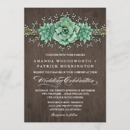 Suculentas invitaciones de boda rústica por el ali