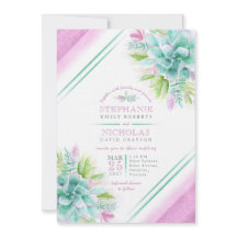 Suculentas invitaciones de casamiento color agua v
