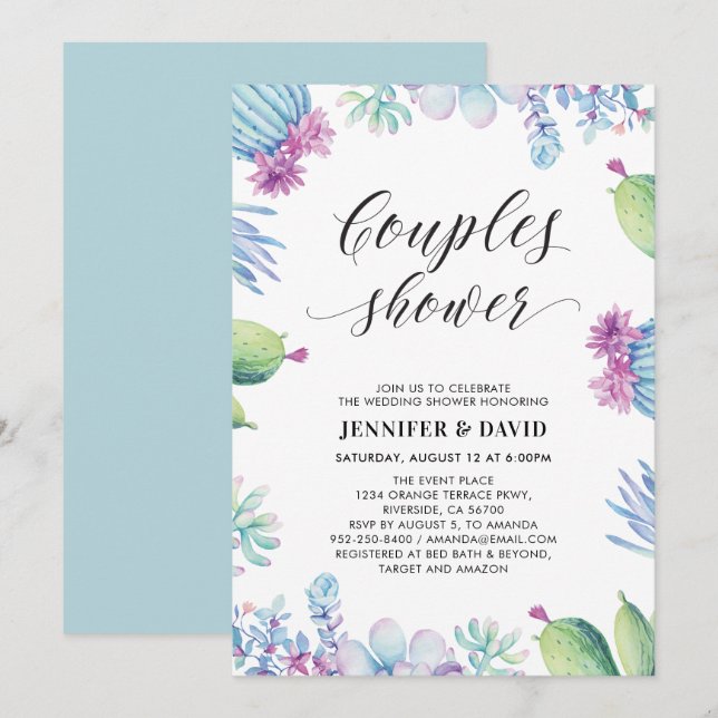 Suculentas Parejas Bodas Invitación a la ducha (Anverso / Reverso)