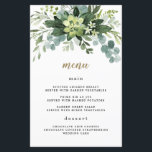 Suculentas tarjetas de menú del Boda Eucalyptus Gr<br><div class="desc">El diseño presenta elegantes y modernos ramos florales de ramas de eucalipto,  hojas de magnolia,  ramas y otros elementos florales botánicos.</div>