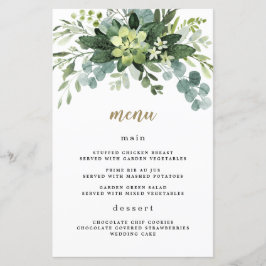 Suculentas tarjetas de menú del Boda Eucalyptus Gr
